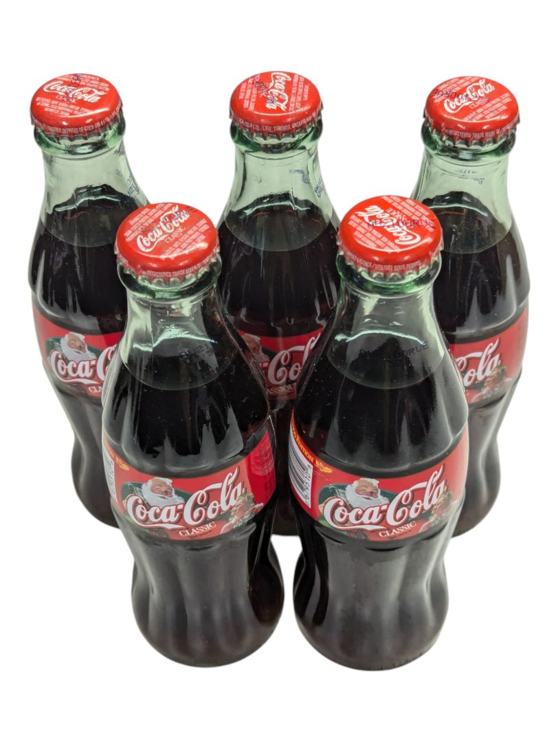 Lot of 5 Classic Chirstmas Coca-Cola bottles