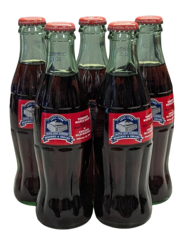 Lot of 5 Classic Maple Leaf Gardens Coca-Cola Bottles