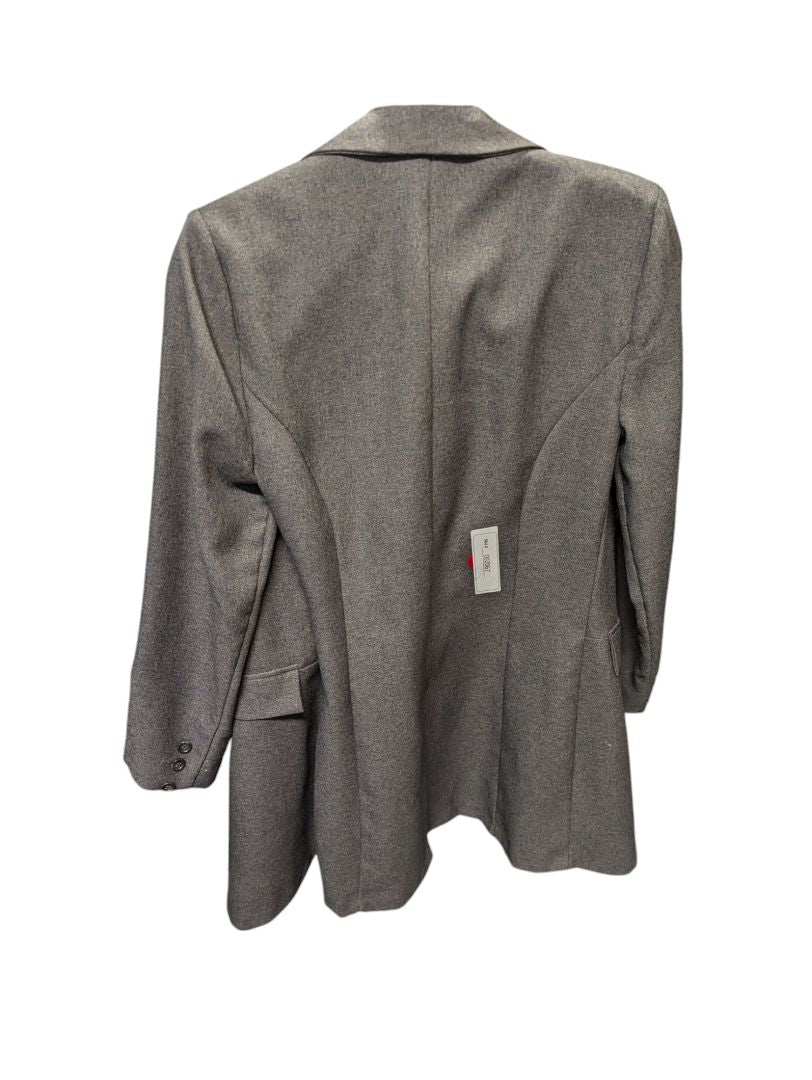 Grey Blazer w Multi-coloured Scarf