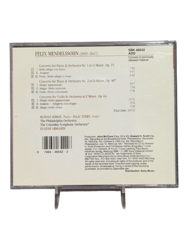 Mendelssogn Piano and Violin Concerto disc