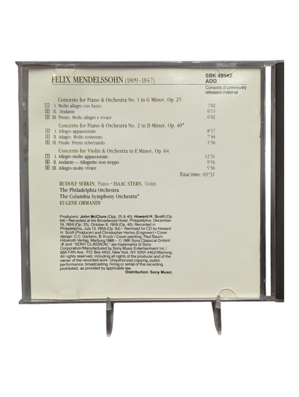 Mendelssogn Piano and Violin Concerto disc
