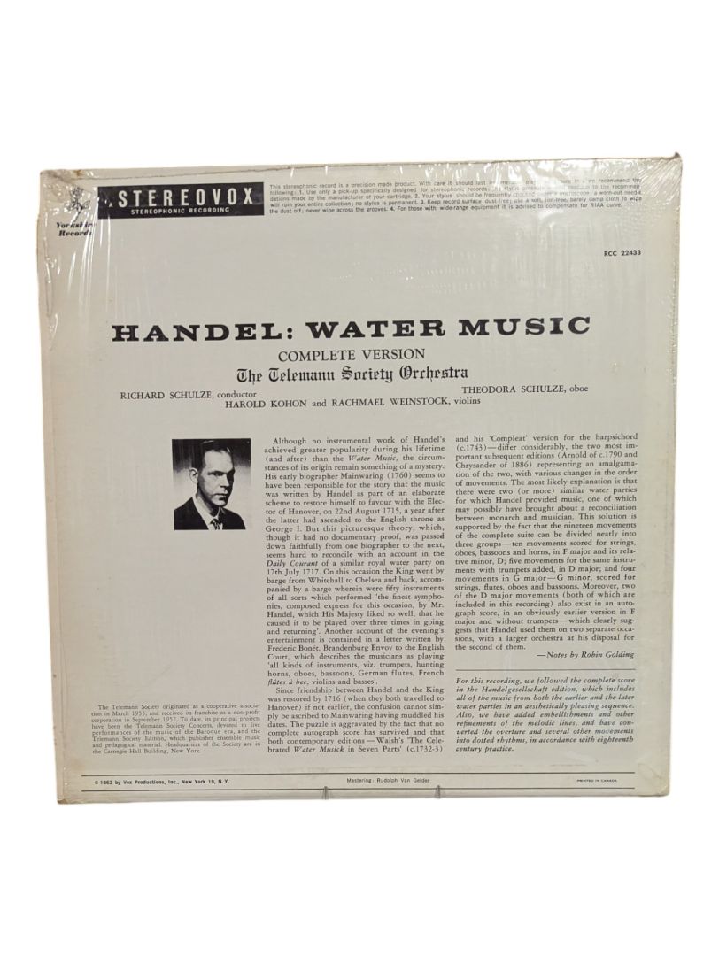 Handel Water Music LP