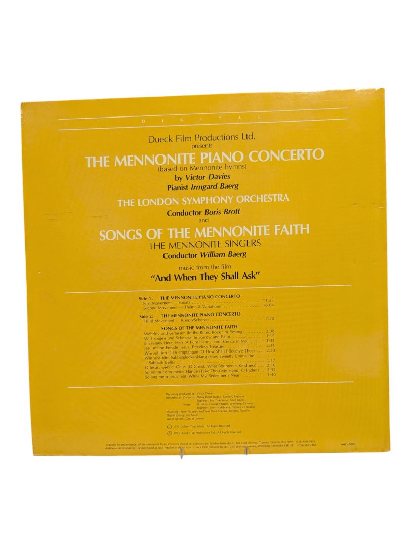 Victor Davies The Mennonite Piano Concerto LP