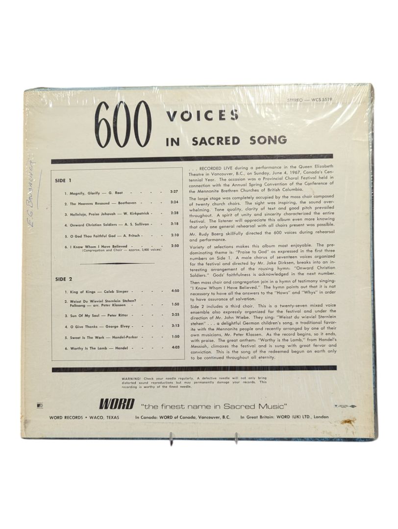 600 Voices In Scared Song LP