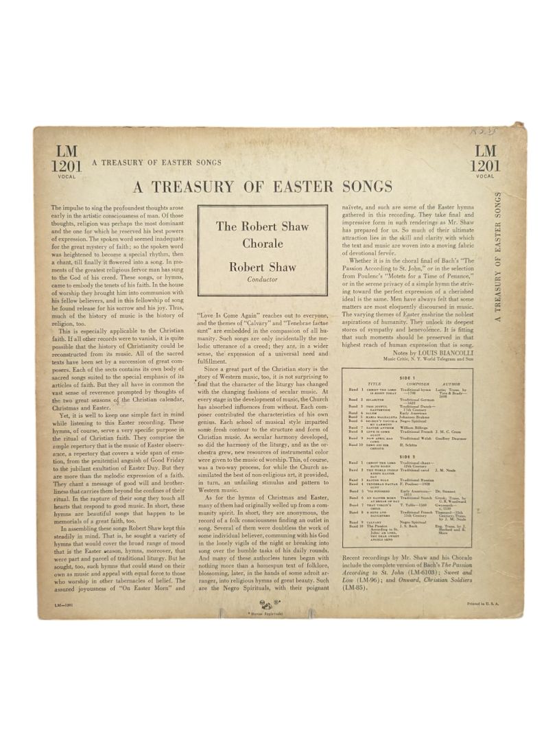 Robert Shaw A Treasury of Easter Songs LP