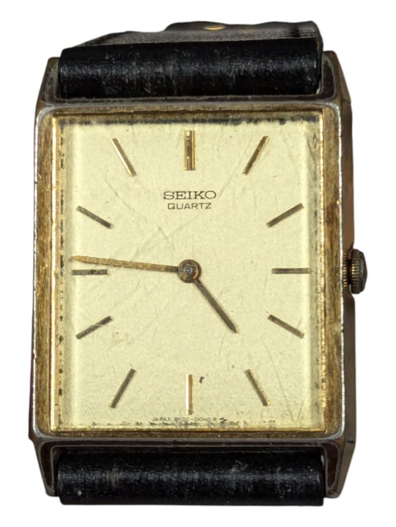 Vintage 1980s Seiko Tank Gold Champagne Dial