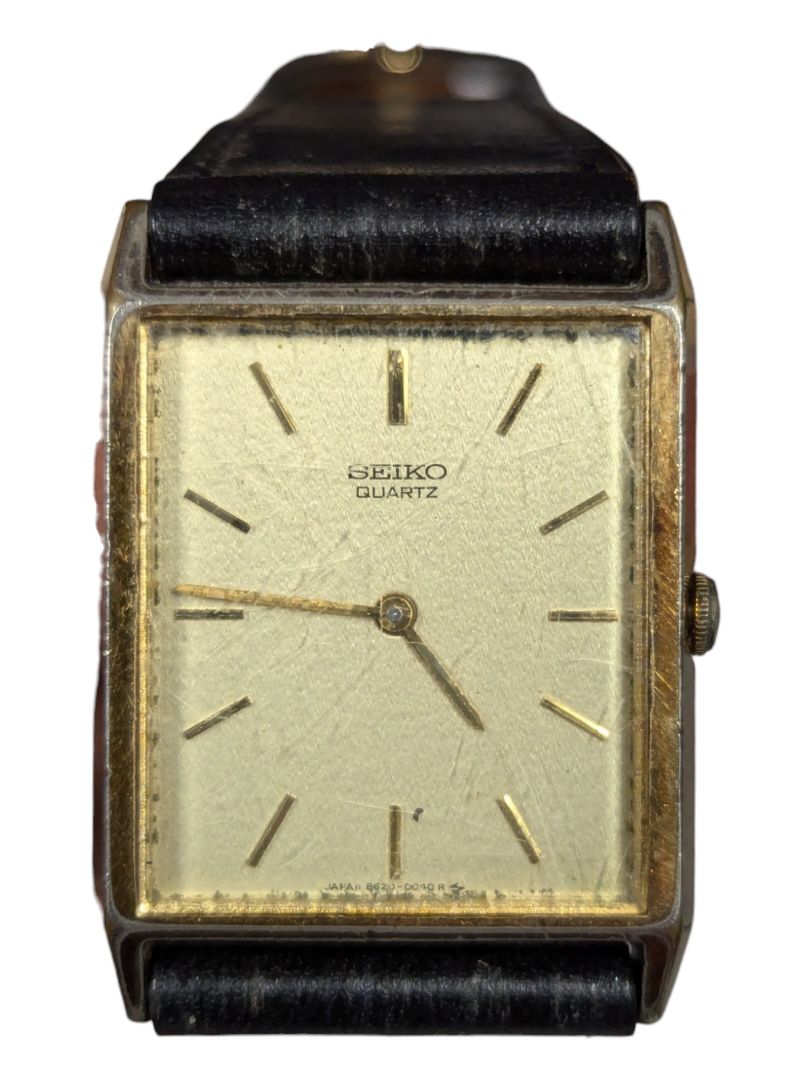 Vintage 1980s Seiko Tank Gold Champagne Dial