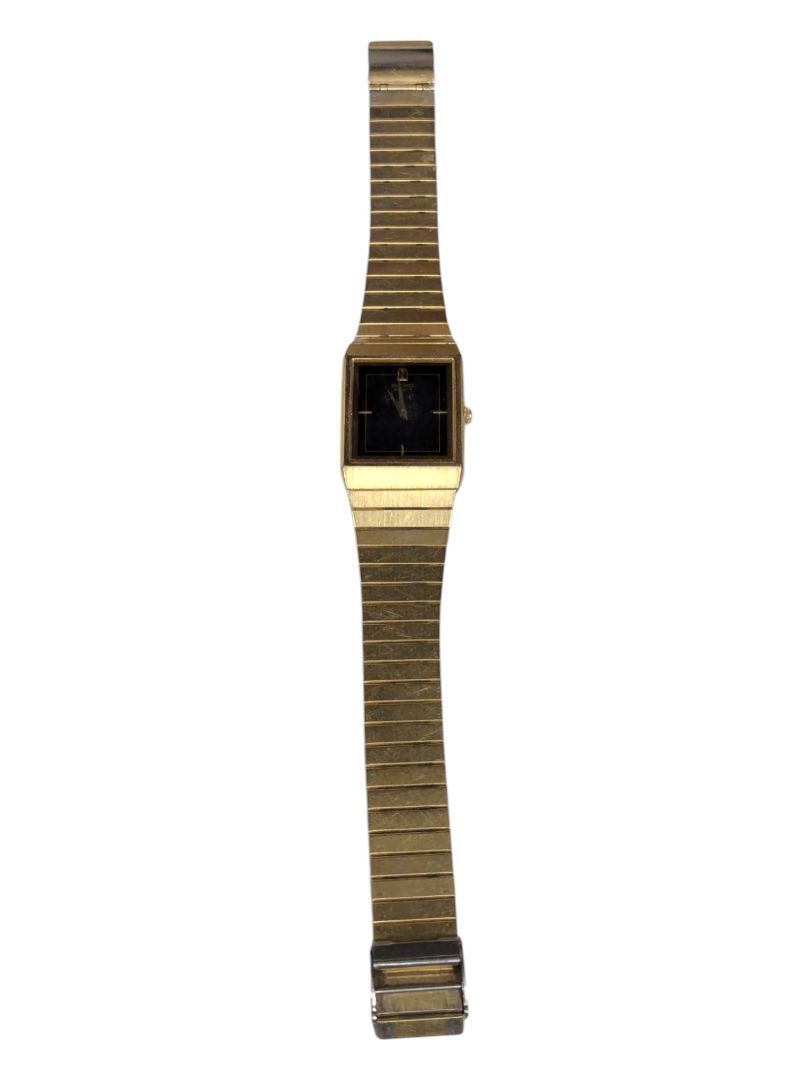 Vintage Seiko Tank Black Face Gold Band