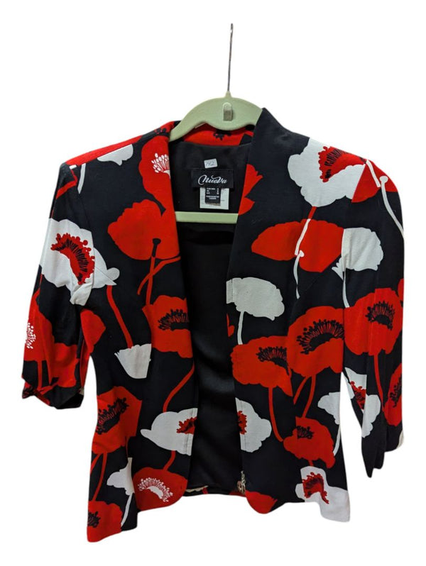 Red and White Poppy Nueva Short Sleave Blazer Size 4