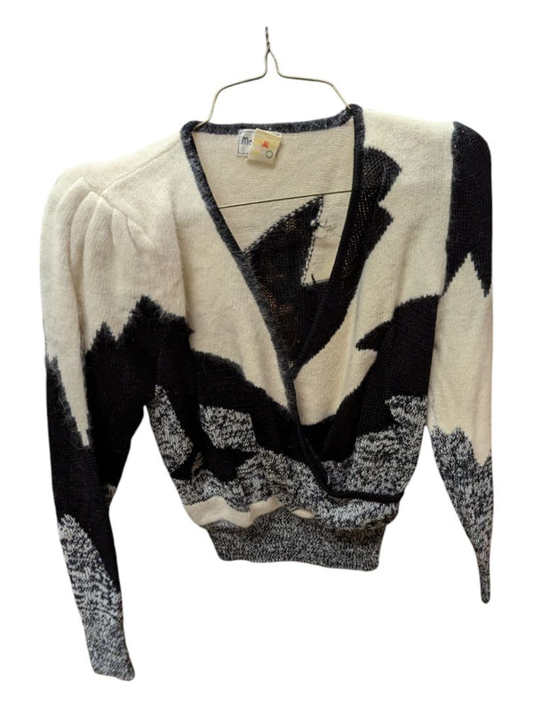 Cream and Grey Magnolia Knit Sweater Size Medium