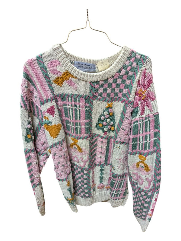Pink Christmas Northern Isles Knit Sweater Size Large
