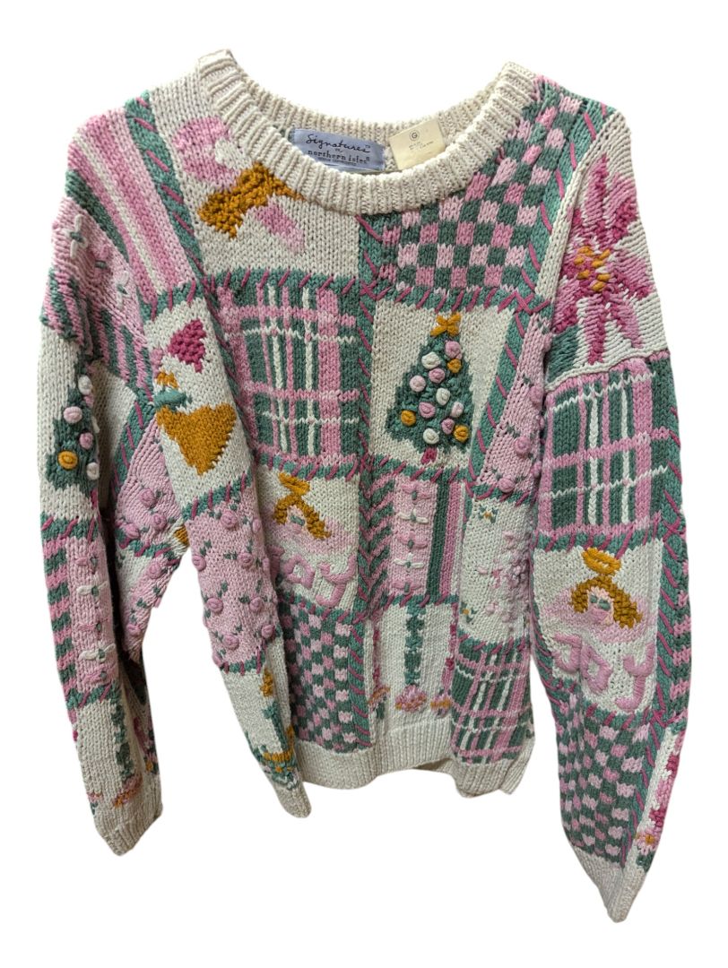 Pink Christmas Northern Isles Knit Sweater Size Large