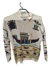 Cream Egyptian Segrets Sun Prints Knit Sweater Size Medium