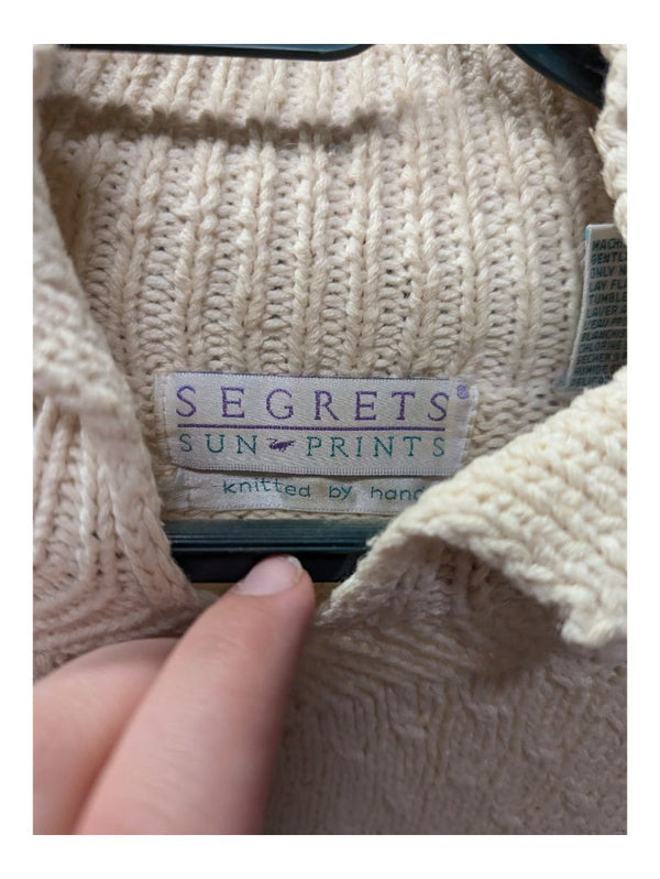 Cream Egyptian Segrets Sun Prints Knit Sweater Size Medium