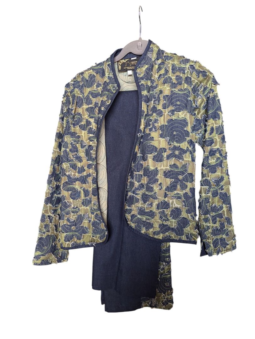 Blue and Green Judy Joannou Jacket and 2 Pants Set Size xs