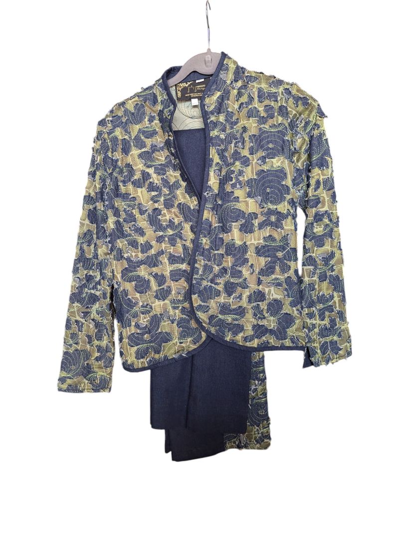 Blue and Green Judy Joannou Jacket and 2 Pants Set Size xs