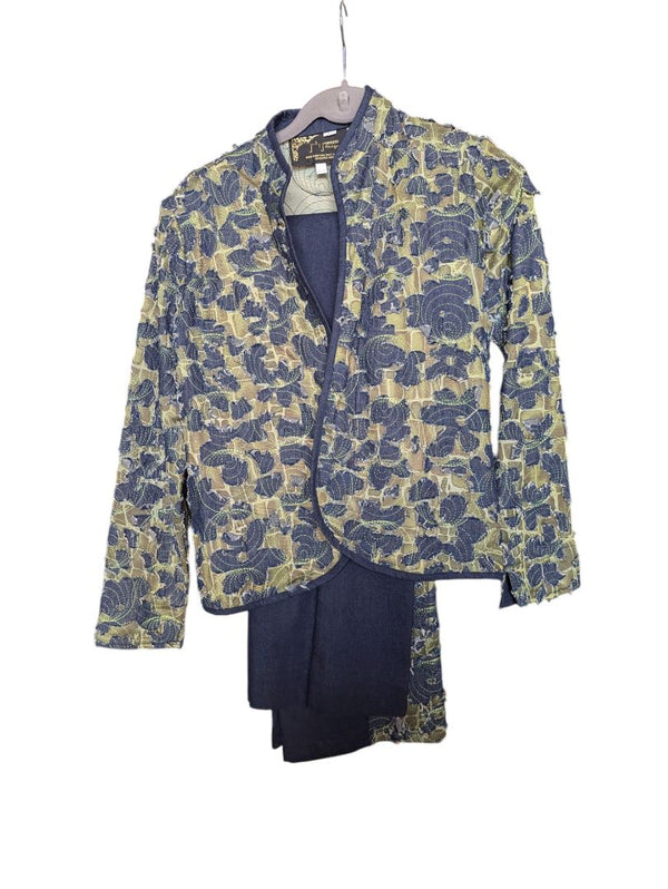 Blue and Green Judy Joannou Jacket and 2 Pants Set Size xs