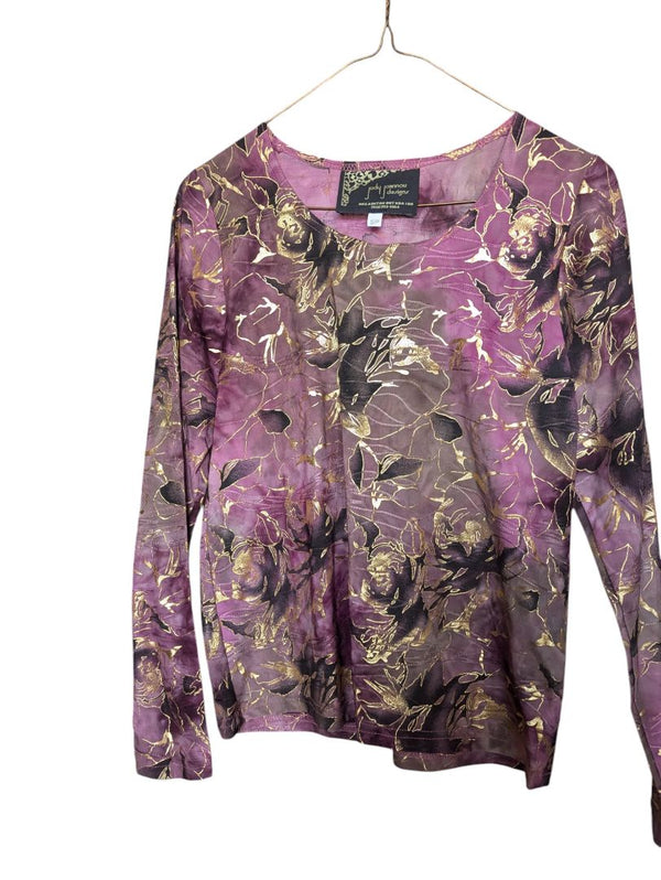 Pink and Gold Judy Joannou Long Sleave Size Small