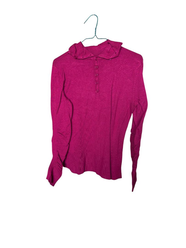 Pink Orly Quarter Button Sweater Size Small