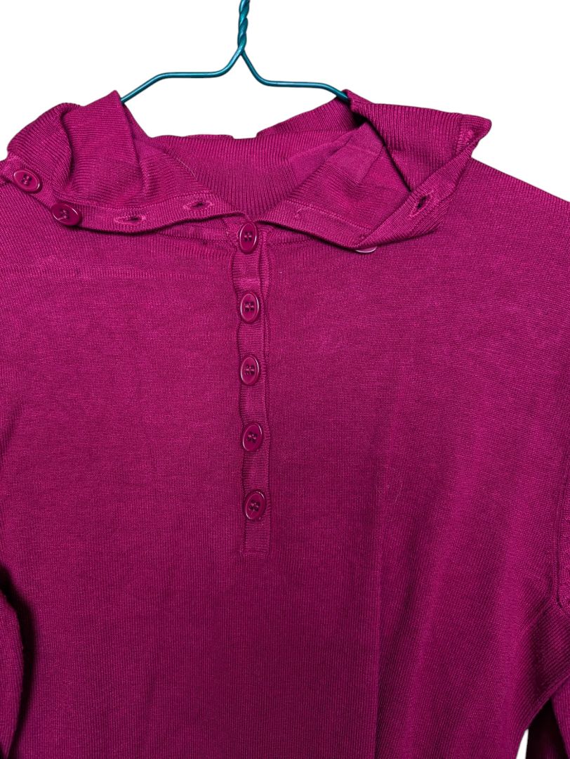 Pink Orly Quarter Button Sweater Size Small
