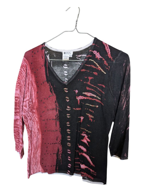 Red and Black Chagall 3/4 Sleave Shirt Size Small