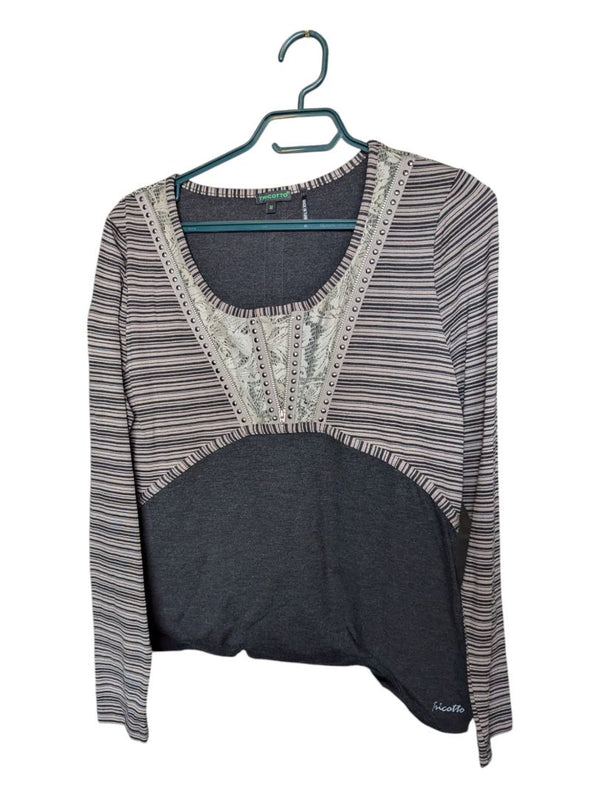 Beige and Grey Tricotto Long Sleave Size Medium
