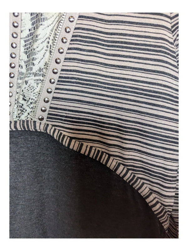 Beige and Grey Tricotto Long Sleave Size Medium