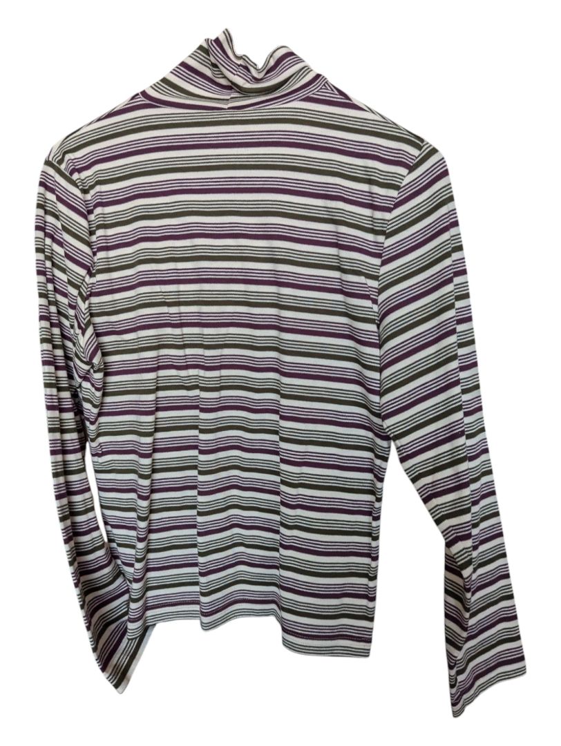 Purple and Green Stripped Cafe au Lait Turtleneck Sweater Size Medium