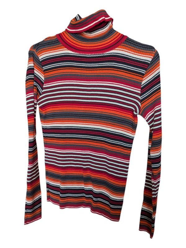 Orange and Grey Stripped Parkhurst Turtleneck Sweater Size Small