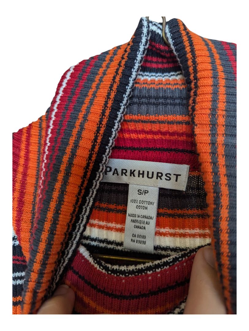 Orange and Grey Stripped Parkhurst Turtleneck Sweater Size Small