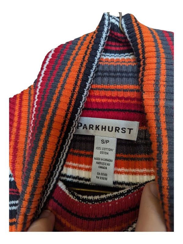 Orange and Grey Stripped Parkhurst Turtleneck Sweater Size Small
