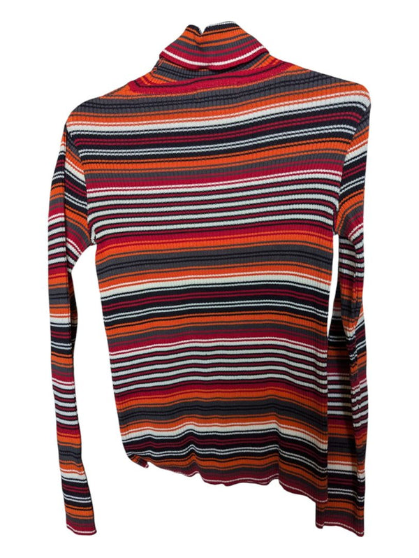 Orange and Grey Stripped Parkhurst Turtleneck Sweater Size Small