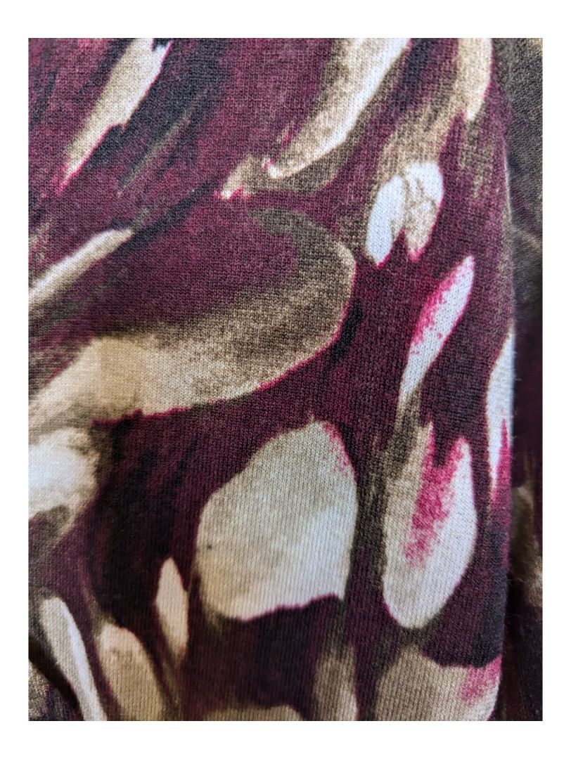 Burgundy and Tan MIKO 3/4 Sleave Shirt Size Small
