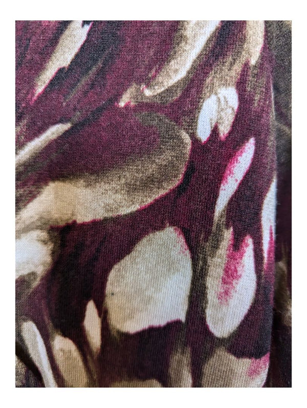 Burgundy and Tan MIKO 3/4 Sleave Shirt Size Small
