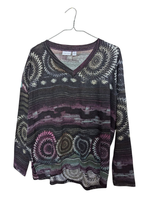 Purple and Grey Tribal Jeans Long Sleave Size Small