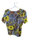 Zebra and Floral Print Judy Joannou Net Short Sleeve Size Small