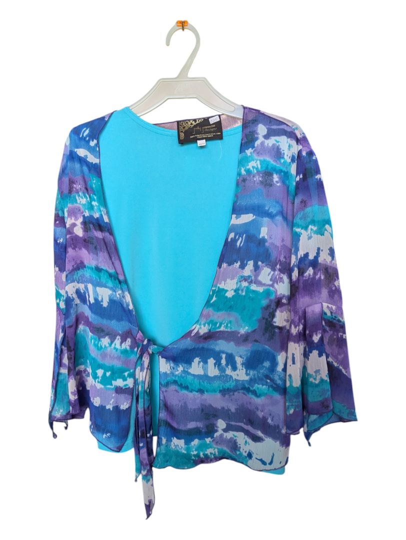 Purple and Blue Judy Joannou Shirt and Wrap Set Size xs