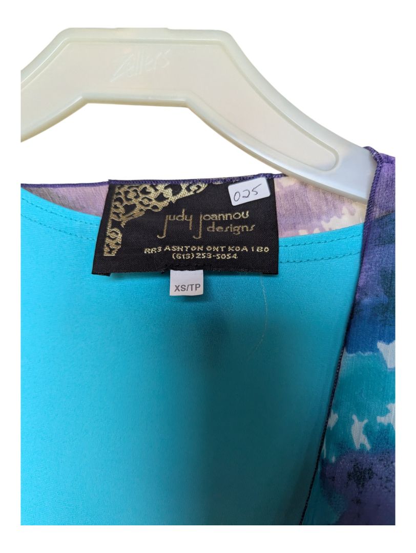 Purple and Blue Judy Joannou Shirt and Wrap Set Size xs
