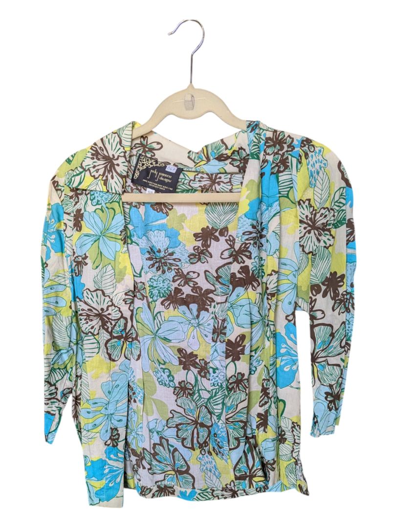 Green and Blue Floral Judy Joannou Button-up Size Small