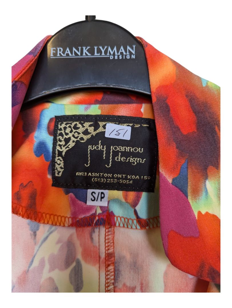 Colourful Floral Judy Joannou Zip-Up Blazer Size Small