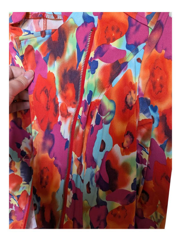 Colourful Floral Judy Joannou Zip-Up Blazer Size Small