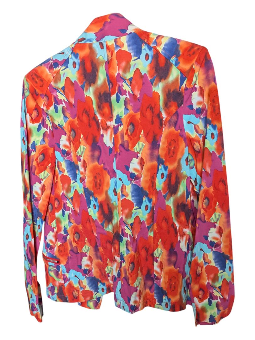 Colourful Floral Judy Joannou Zip-Up Blazer Size Small