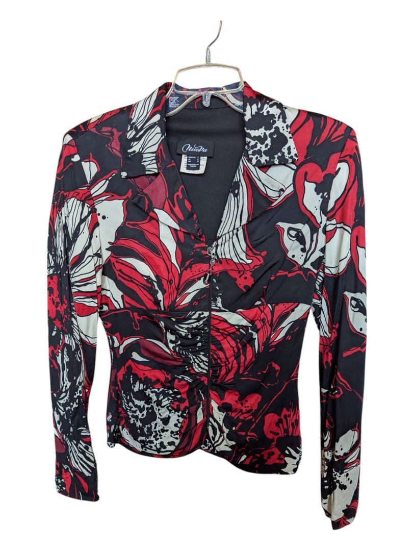 Red and Black Nueva Zip-Up Blazer Size 4