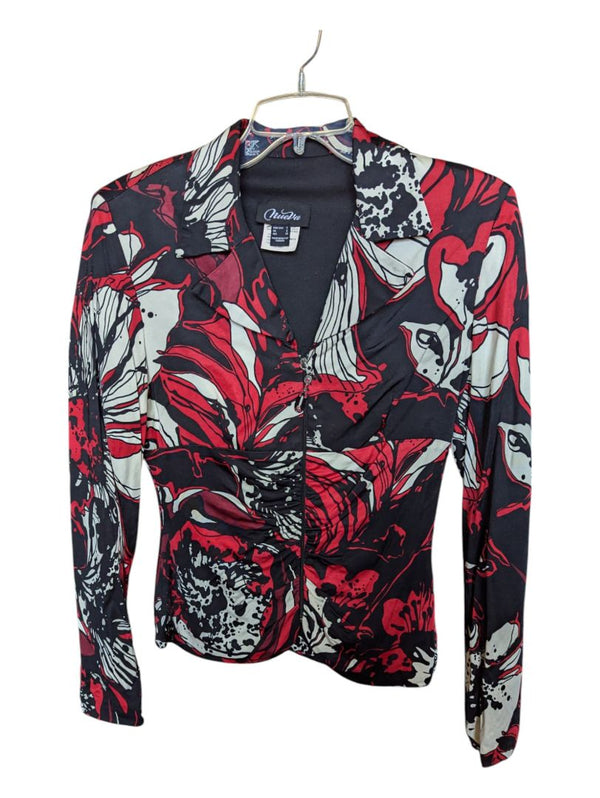 Red and Black Nueva Zip-Up Blazer Size 4