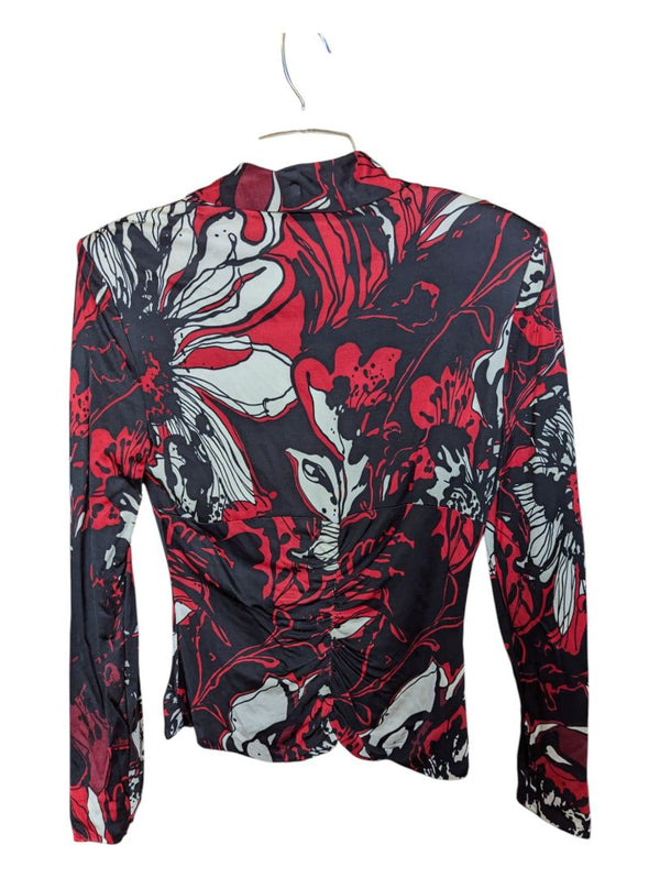 Red and Black Nueva Zip-Up Blazer Size 4