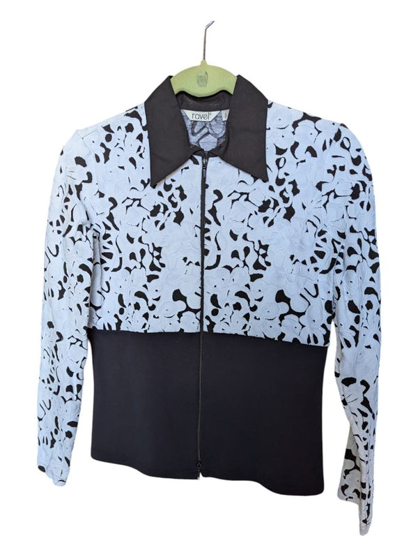 Black and White Ravel Zip-Up Sweat Shirt Size Small