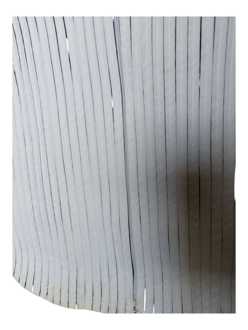 White Ribbed Ravel Zip-Up Sweat Shirt Size Small