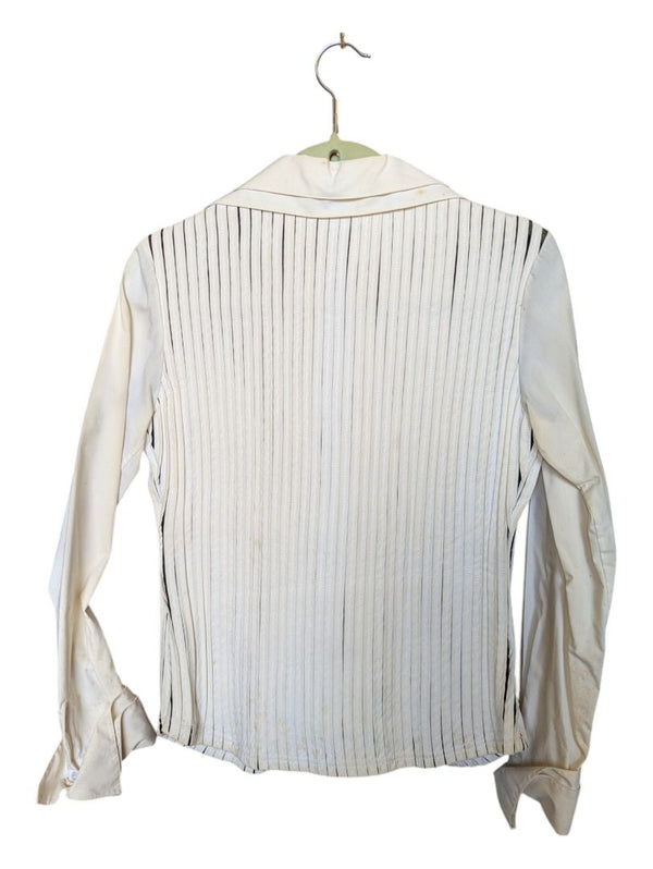 White Ribbed Ravel Zip-Up Sweat Shirt Size Small