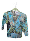 Green and Blue Selene 3/4 Length Sleeve Blouse Size Medium