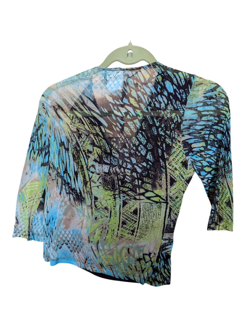 Green and Blue Selene 3/4 Length Sleeve Blouse Size Medium